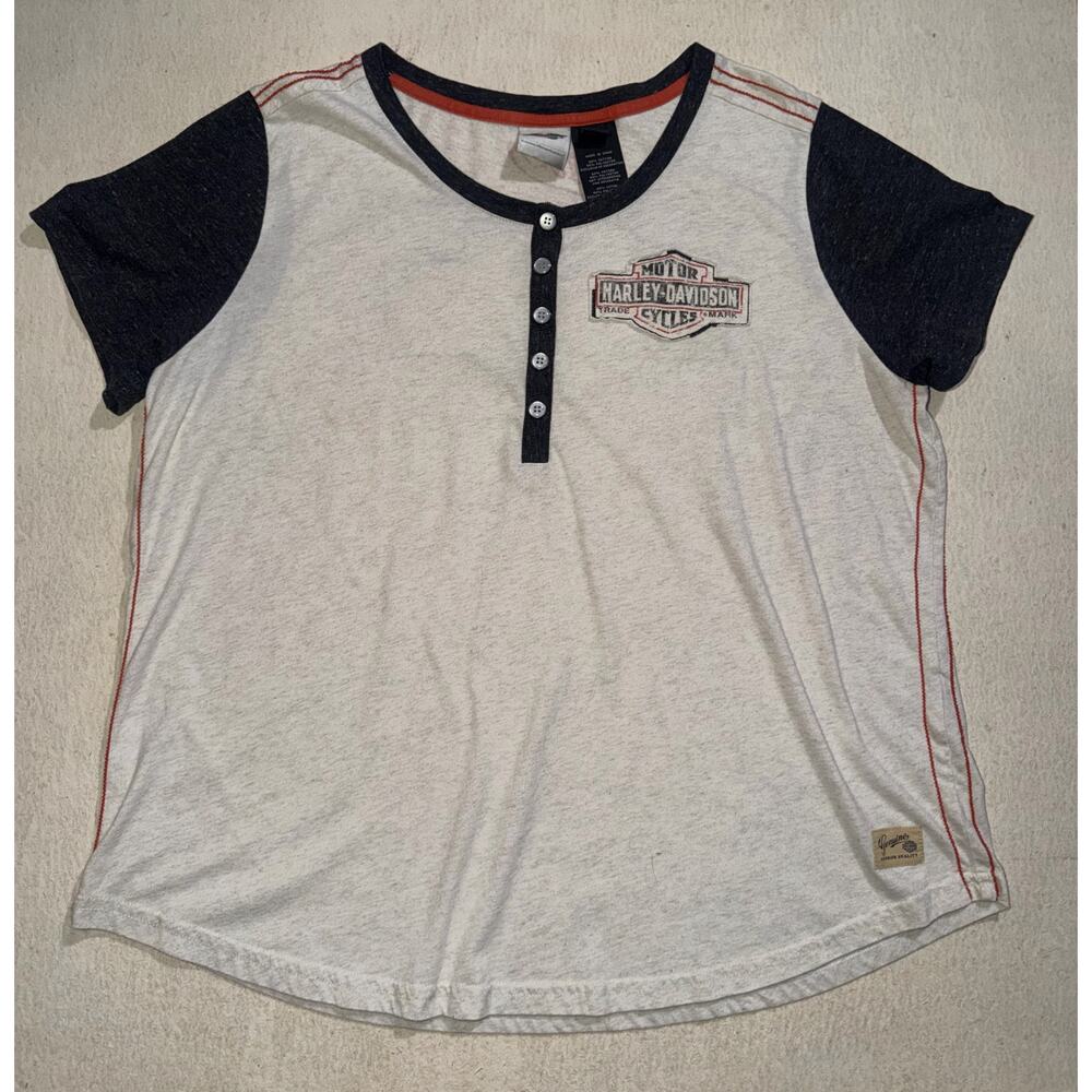 Harley Davidson women’s vintage cream & black short sleeve top - Picture 15 of 16